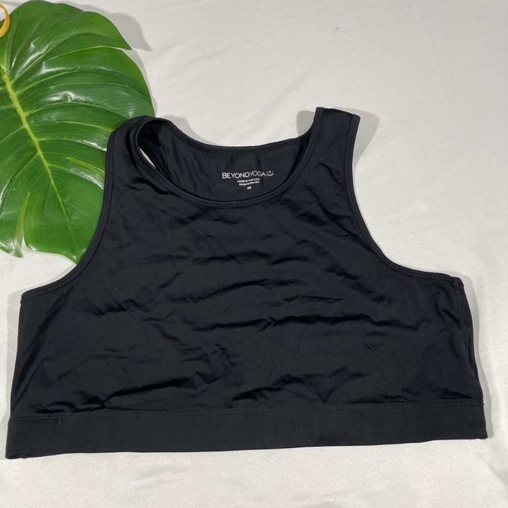 NEW BEYOND YOGA [ PLUS 3X ] High Neck‎ Racer Back Sports Bra in Black